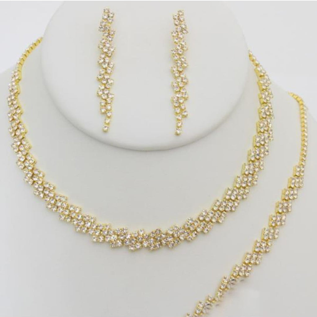 Christina Collection S-20665 Jewelry Set Necklace Bracelet Earrings - Gold - Accessories