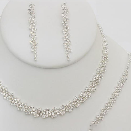 Christina Collection S-20665 Jewelry Set Necklace Bracelet Earrings - Silver - Accessories