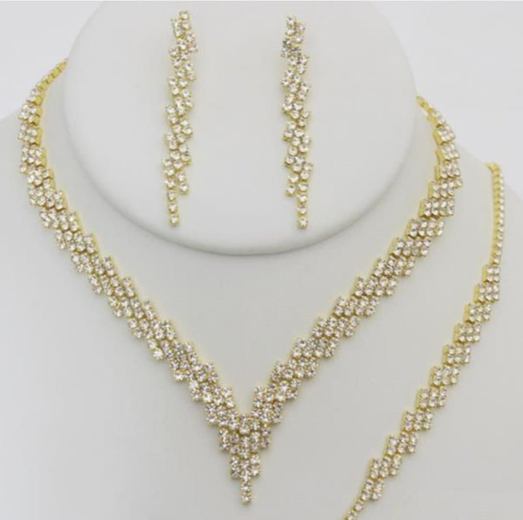 Christina Collection S-20666 Jewelry Set Necklace Bracelet Earrings - Gold - Accessories