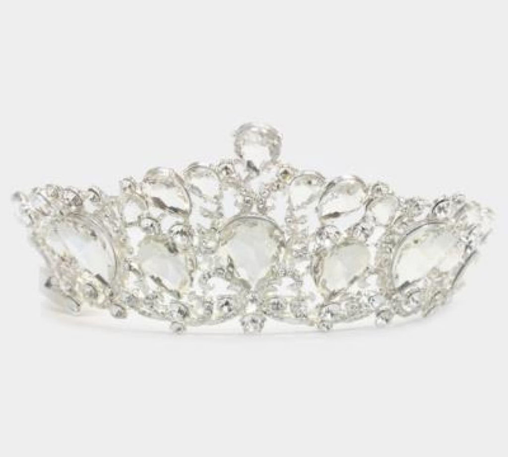 Formal Dress Shops T-1603 Quince Tiara Rhinestone Bridal - Silver - Accessories