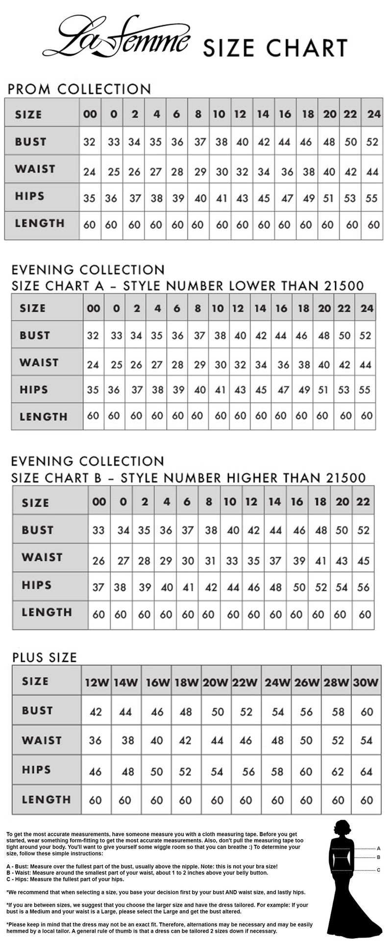 La Femme Size Chart