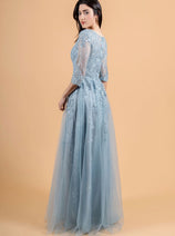 Lace 3/4 Sleeve A-line Gown by Elizabeth K GL3629