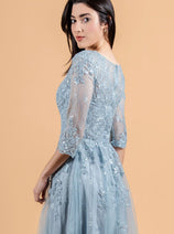 Lace 3/4 Sleeve A-line Gown by Elizabeth K GL3629