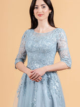 Lace 3/4 Sleeve A-line Gown by Elizabeth K GL3629