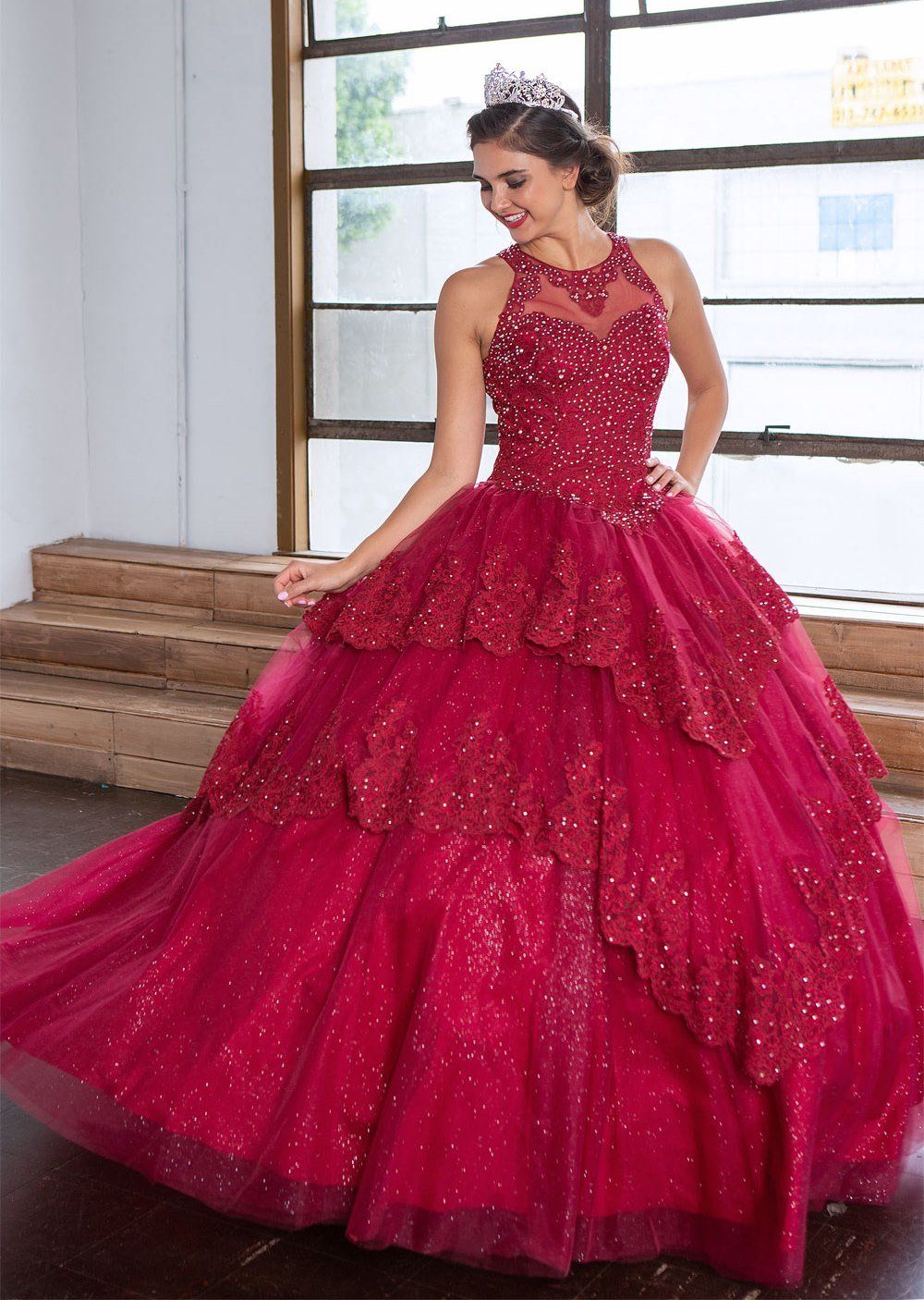 Lace Applique Illusion Quinceañera Dress Calla KY75208