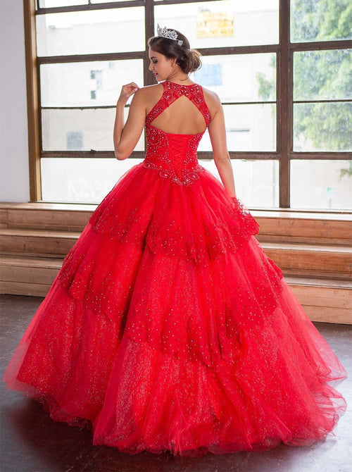 Lace Applique Illusion Quinceañera Dress Calla KY75208