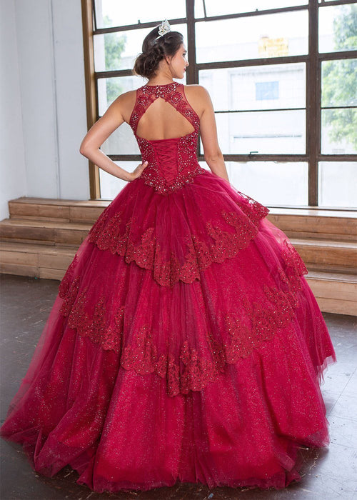 Lace Applique Illusion Quinceañera Dress Calla KY75208