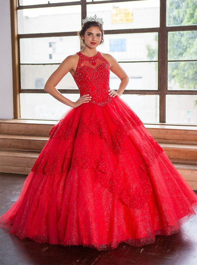 Lace Applique Illusion Quinceañera Dress Calla KY75208