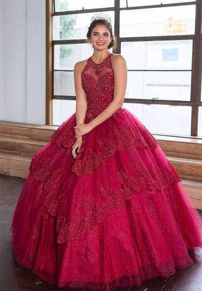 Lace Applique Illusion Quinceañera Dress Calla KY75208