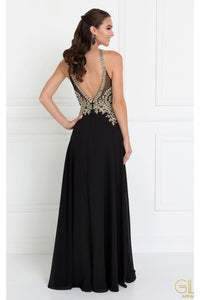 Lace Applique Long A-line Chiffon Dress by Elizabeth K GL1526 - Long Formal Dresses