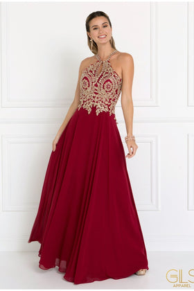 Lace Applique Chiffon Dress by Elizabeth KGL1526