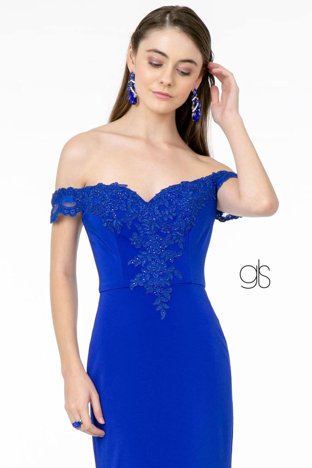 Lace Applique Long Off Shoulder Dress by Elizabeth K GL2958 - Long Formal Dresses