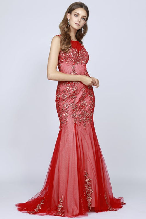 Juliet Red/Gold Long Formal Dresses