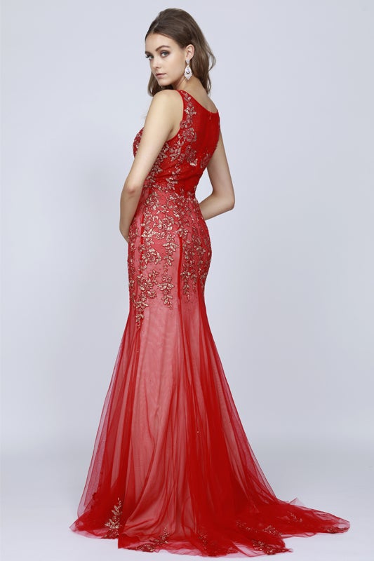 Juliet Red/Gold Long Formal Dresses