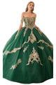 Lace Applique Off-Shoulder Ball Gown 2025 Elegant Formal Dress - Emerald / XXS - Prom