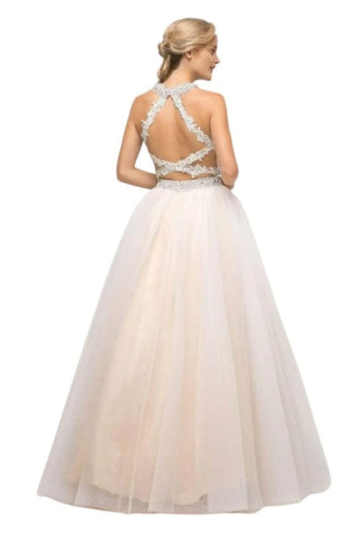 Lace Beaded Top Two-Piece Dress 2025 Elegant Formal Gown - Prom