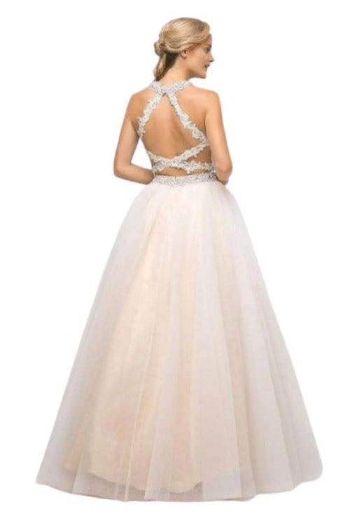 Lace Beaded Top Two-Piece Dress 2025 Elegant Formal Gown - Prom