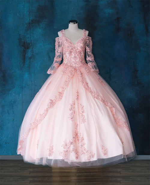 Lace Bell Sleeve Quinceanera Dress by Calla KY70029