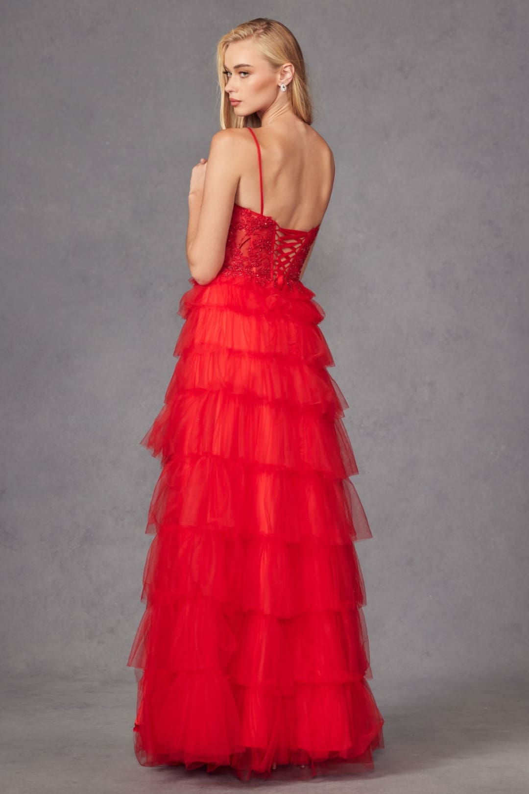 Lace Bodice Sleeveless A-line Ruffled Gown by Juliet JT2451S - Long Formal Dresses