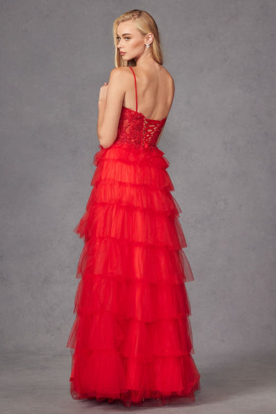 Lace Bodice Sleeveless A-line Ruffled Gown by Juliet JT2451S - Long Formal Dresses