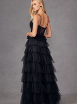 Lace Bodice Sleeveless A-line Ruffled Gown by Juliet JT2451S