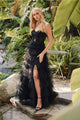 Lace Bodice Sleeveless A-line Ruffled Gown by Juliet JT2451S - Black / XS - Long Formal Dresses