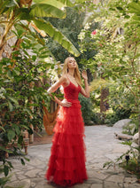 Lace Bodice Sleeveless A-line Ruffled Gown by Juliet JT2451S