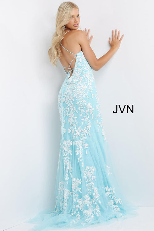 Lace Fitted Sleeveless Slit Gown by Jovani 06660 - Long Formal Dresses