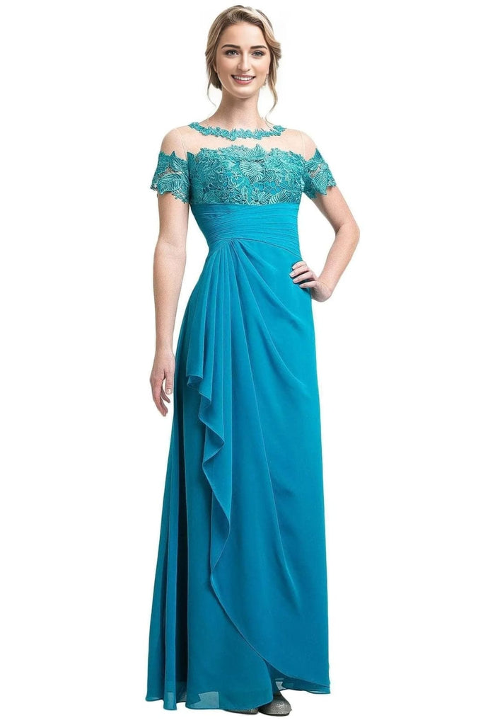 Lace Illusion Pleated Sheath Dress 2025 Elegant Evening Gown - Jade / XS - Prom