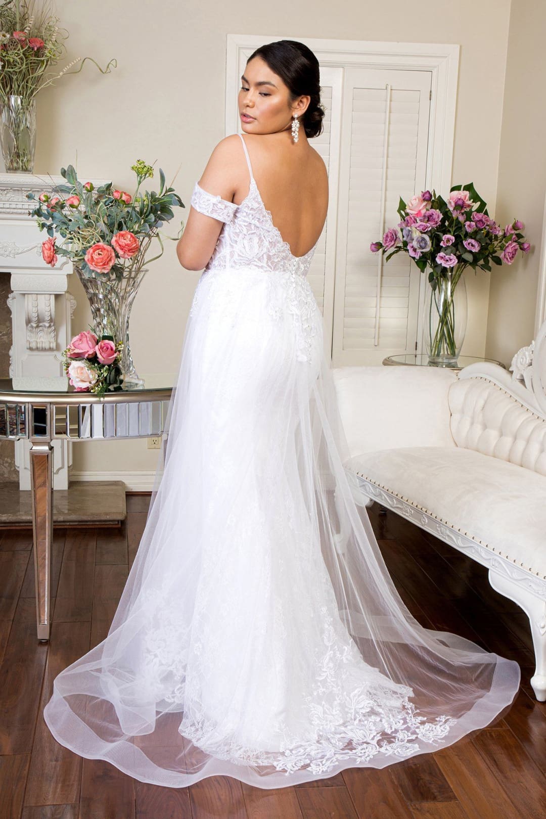 Lace Overskirt Wedding Gown by Elizabeth K GL1946 - Wedding Dresses