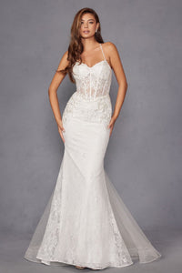 Lace Sleeveless Bridal Mermaid Dress by Juliet JT2481UW - Long Formal Dresses