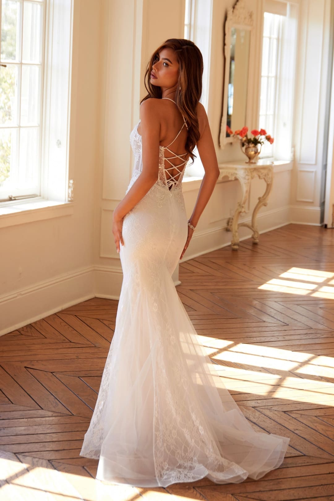 Lace Sleeveless Bridal Mermaid Dress by Juliet JT2481UW - Long Formal Dresses