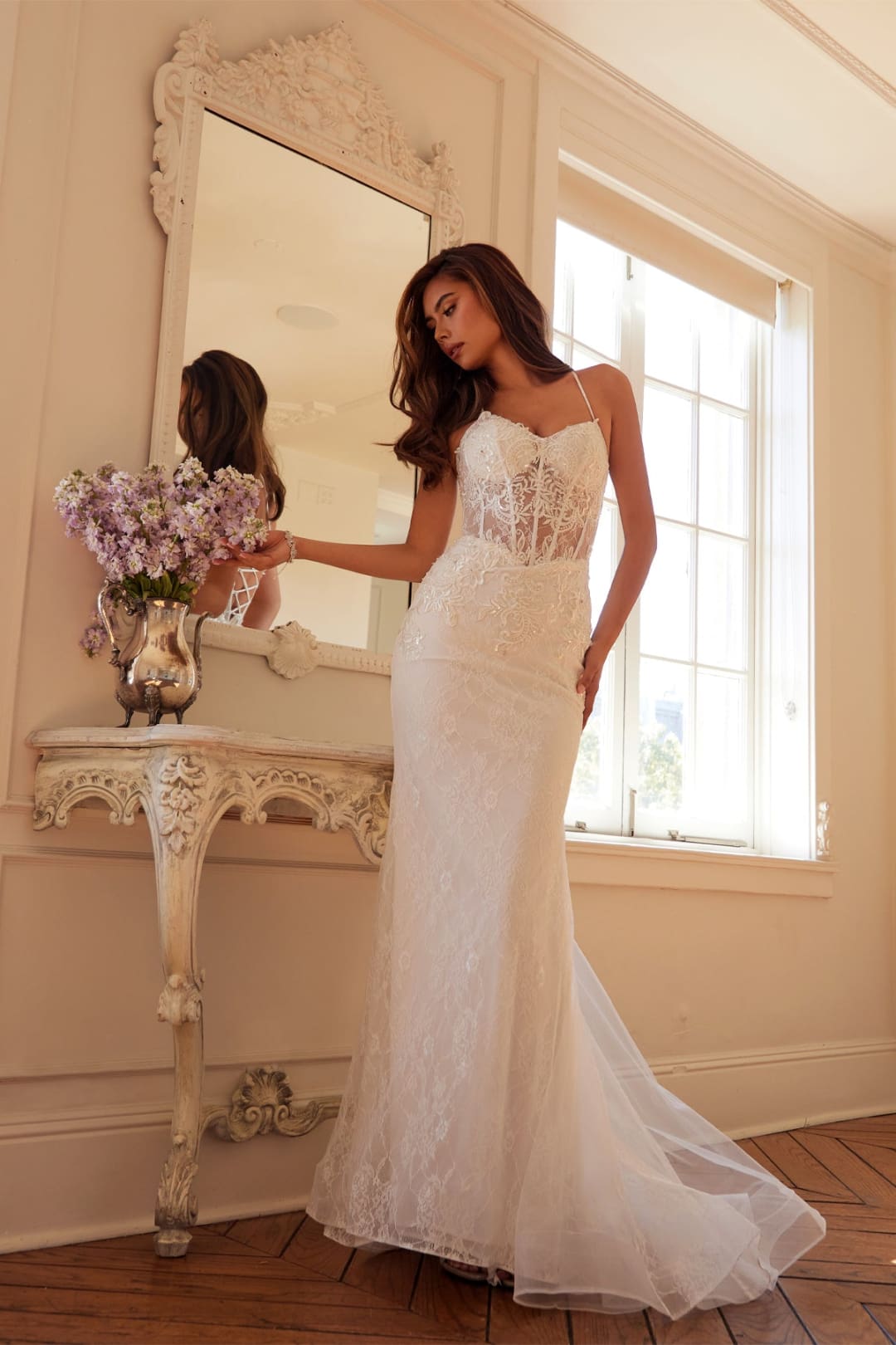 Lace Sleeveless Bridal Mermaid Dress by Juliet JT2481UW - Long Formal Dresses