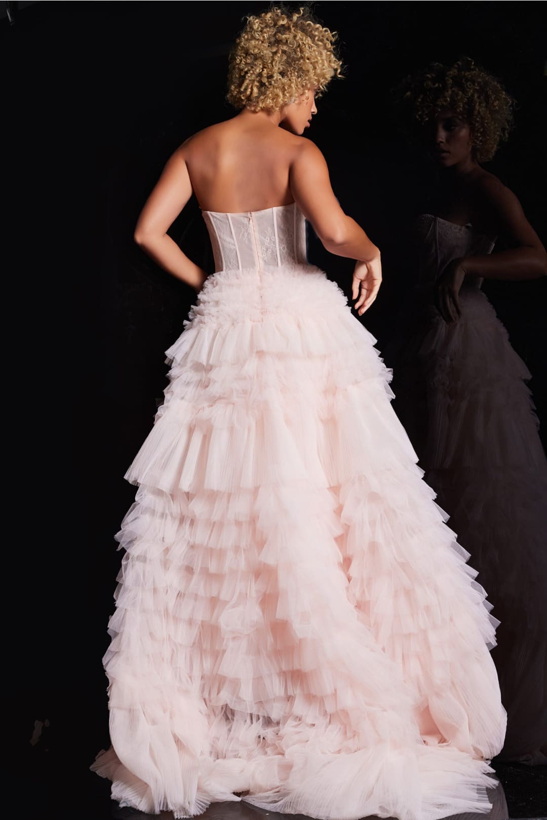 Lace Strapless A-line Ruffled Gown by Jovani 38540 - Long Formal Dresses