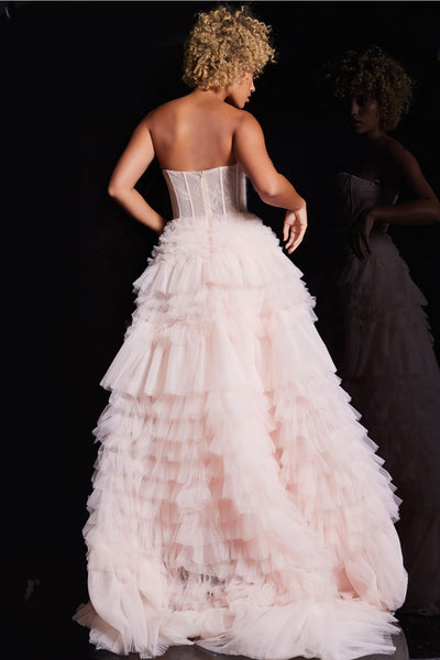 Lace Strapless A-line Ruffled Gown by Jovani 38540 - Long Formal Dresses