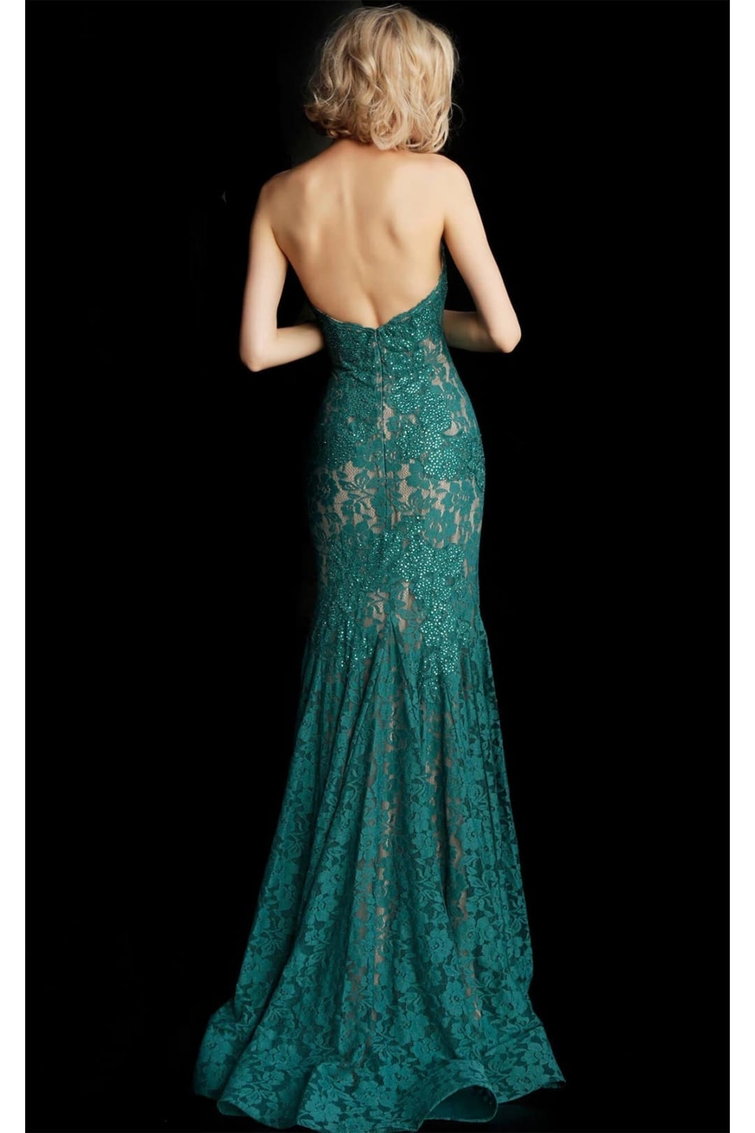 Lace Strapless Mermaid Dress by Jovani 37334 - Long Formal Dresses