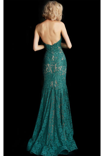 Lace Strapless Mermaid Dress by Jovani 37334 - Long Formal Dresses
