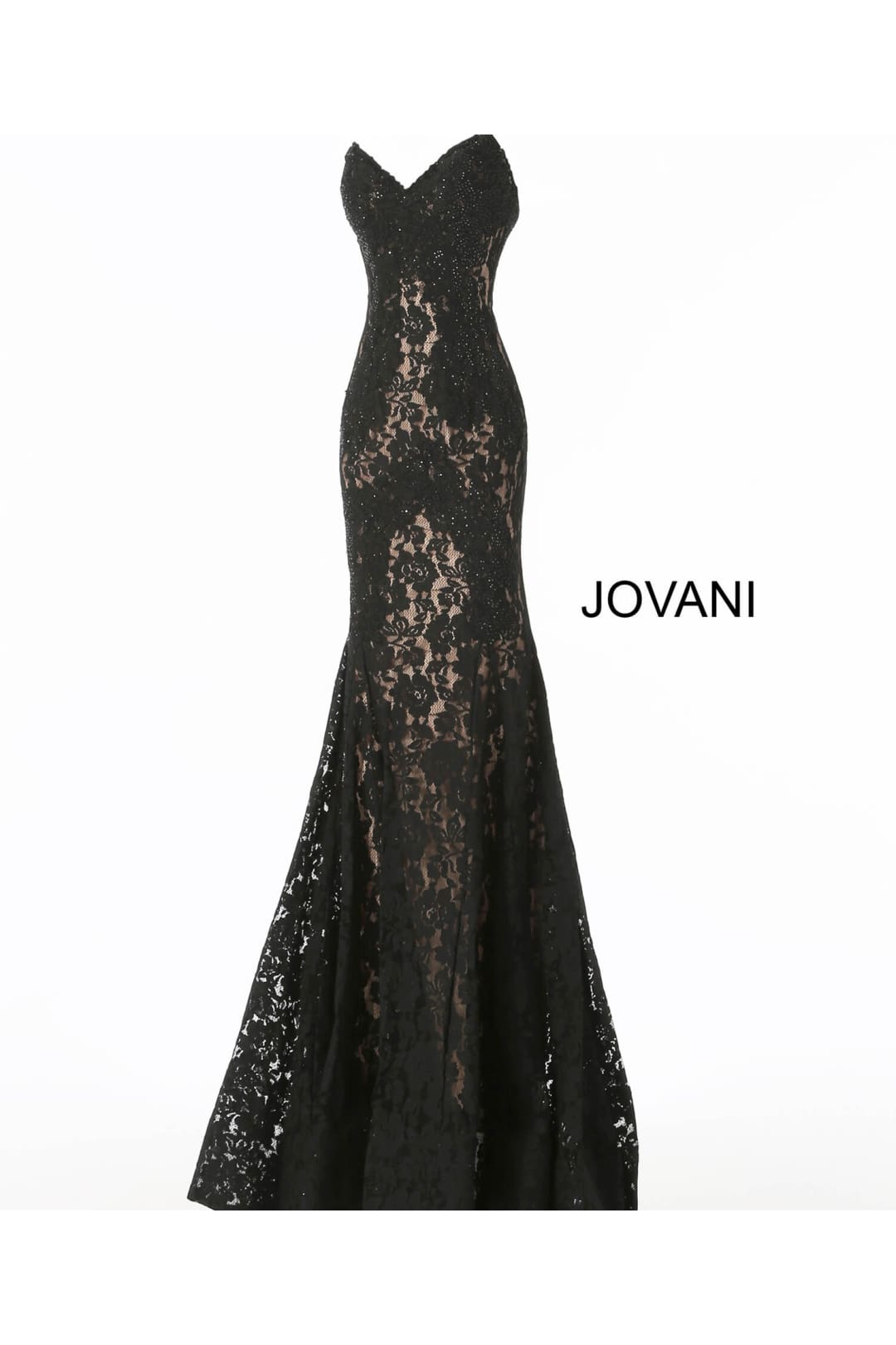 Lace Strapless Mermaid Dress by Jovani 37334 - 00 / Black - Long Formal Dresses
