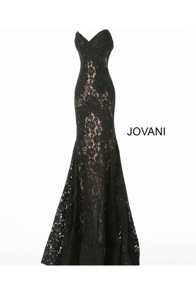 Lace Strapless Mermaid Dress by Jovani 37334 - 00 / Black - Long Formal Dresses