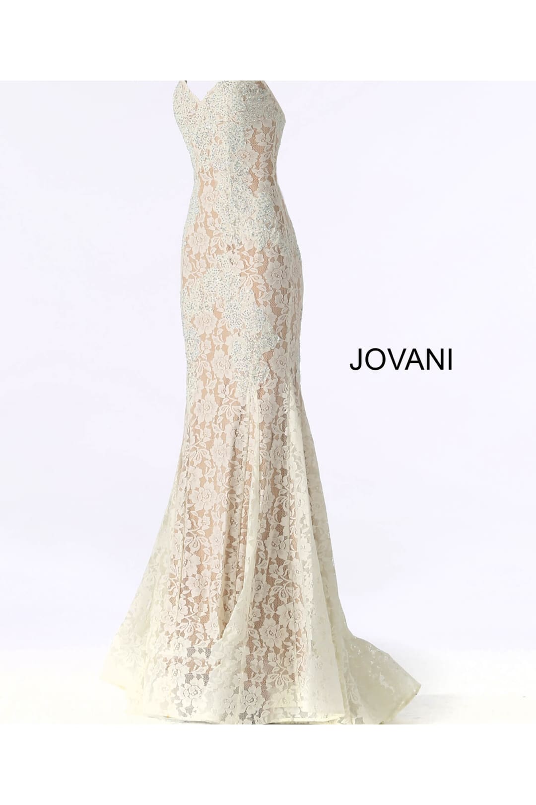Lace Strapless Mermaid Dress by Jovani 37334 - 00 / Ivory - Long Formal Dresses