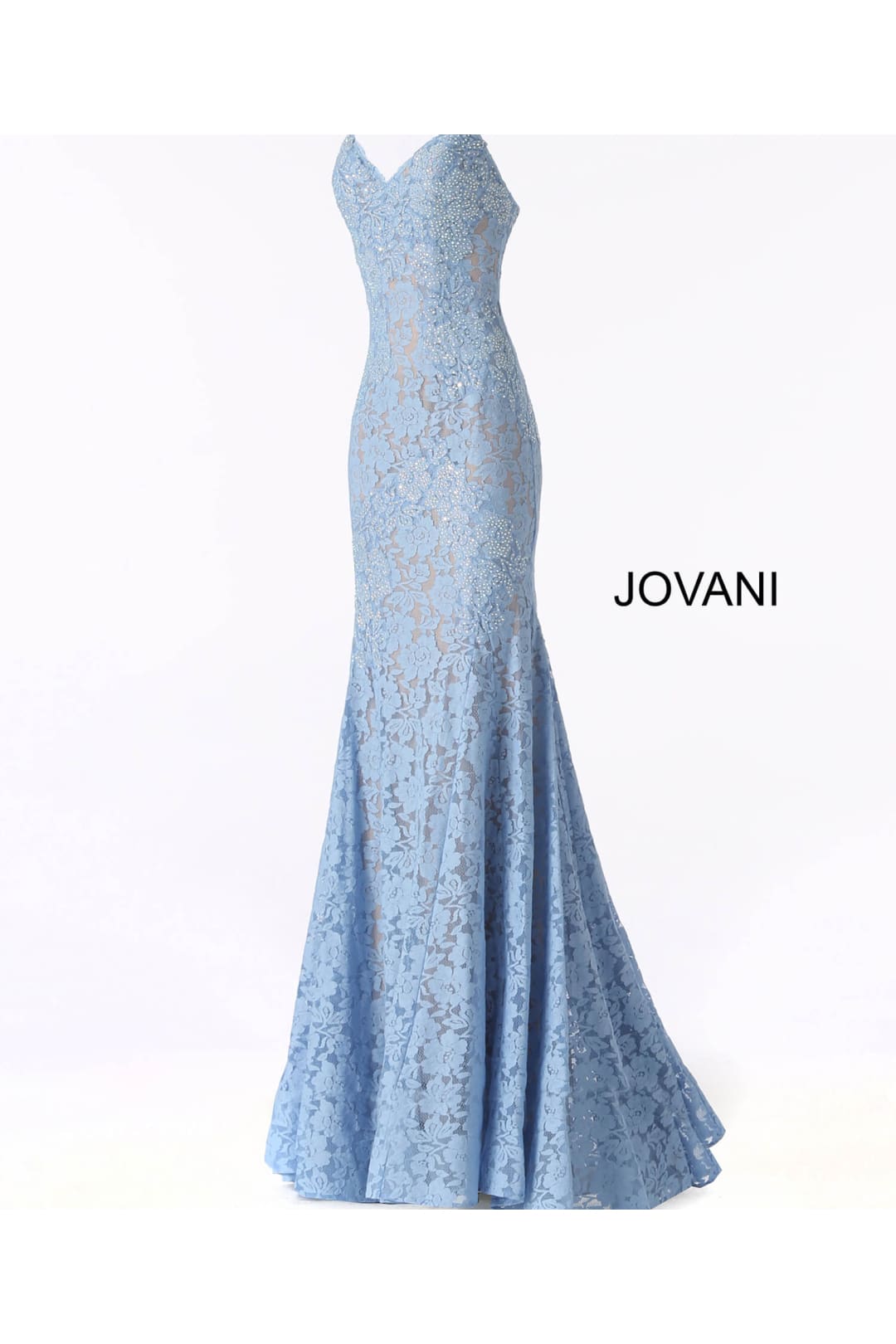 Lace Strapless Mermaid Dress by Jovani 37334 - 00 / Light Blue - Long Formal Dresses