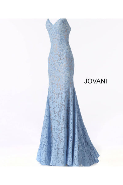 Lace Strapless Mermaid Dress by Jovani 37334 - 00 / Light Blue - Long Formal Dresses