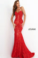 Lace Strapless Mermaid Dress by Jovani 37334 - 00 / Red - Long Formal Dresses
