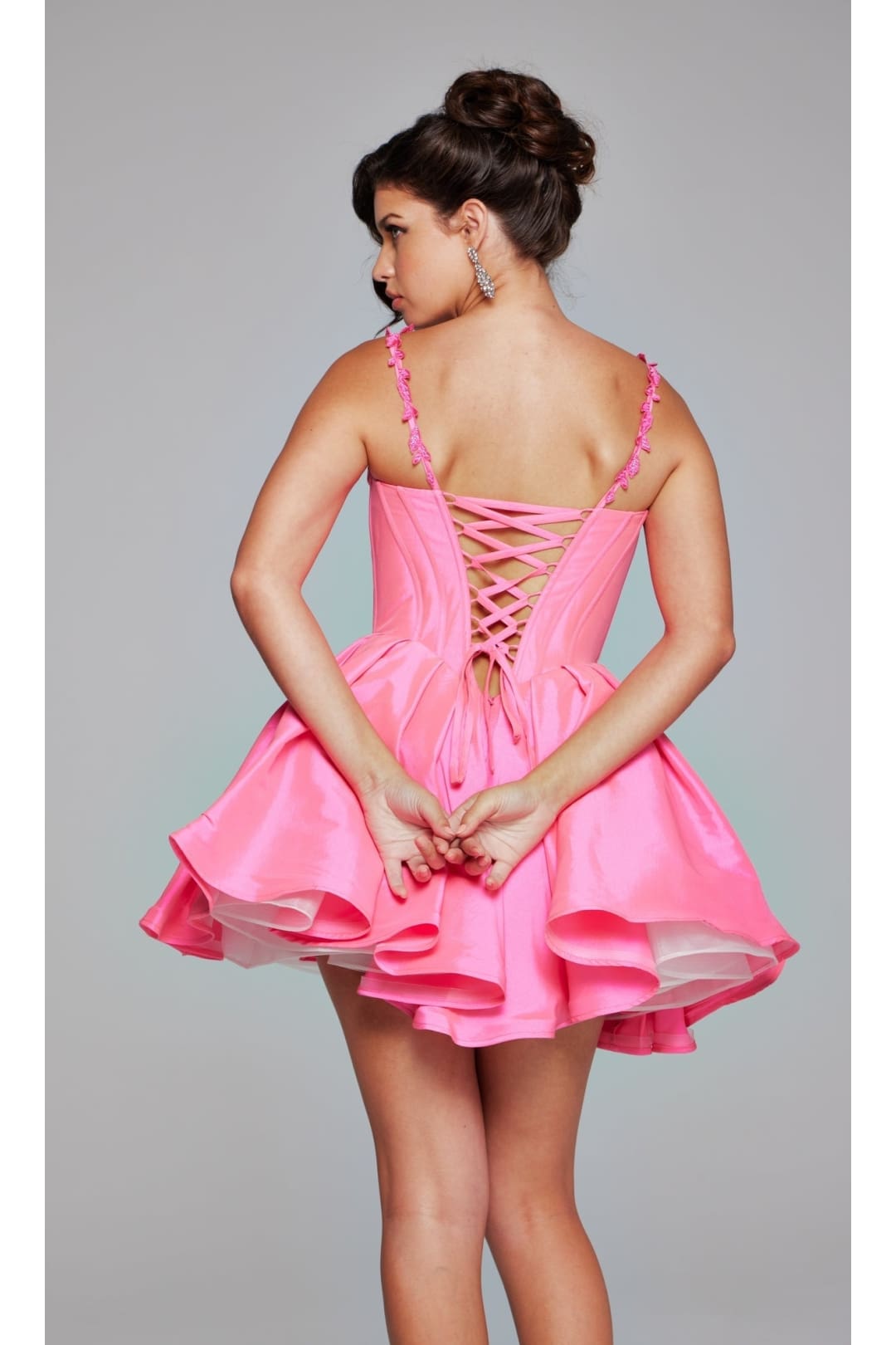 Lace-Up Short Babydoll Hoco Dress: Jovani 40379 - Apparel & Accessories > Clothing > Dresses