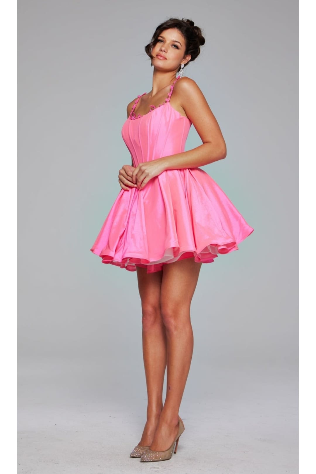 Lace-Up Short Babydoll Hoco Dress: Jovani 40379 - Apparel & Accessories > Clothing > Dresses