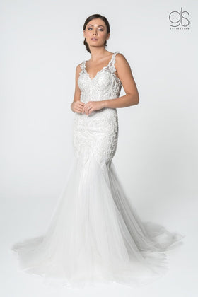 Lace V-Neck Wedding Gown by Elizabeth KGL2815