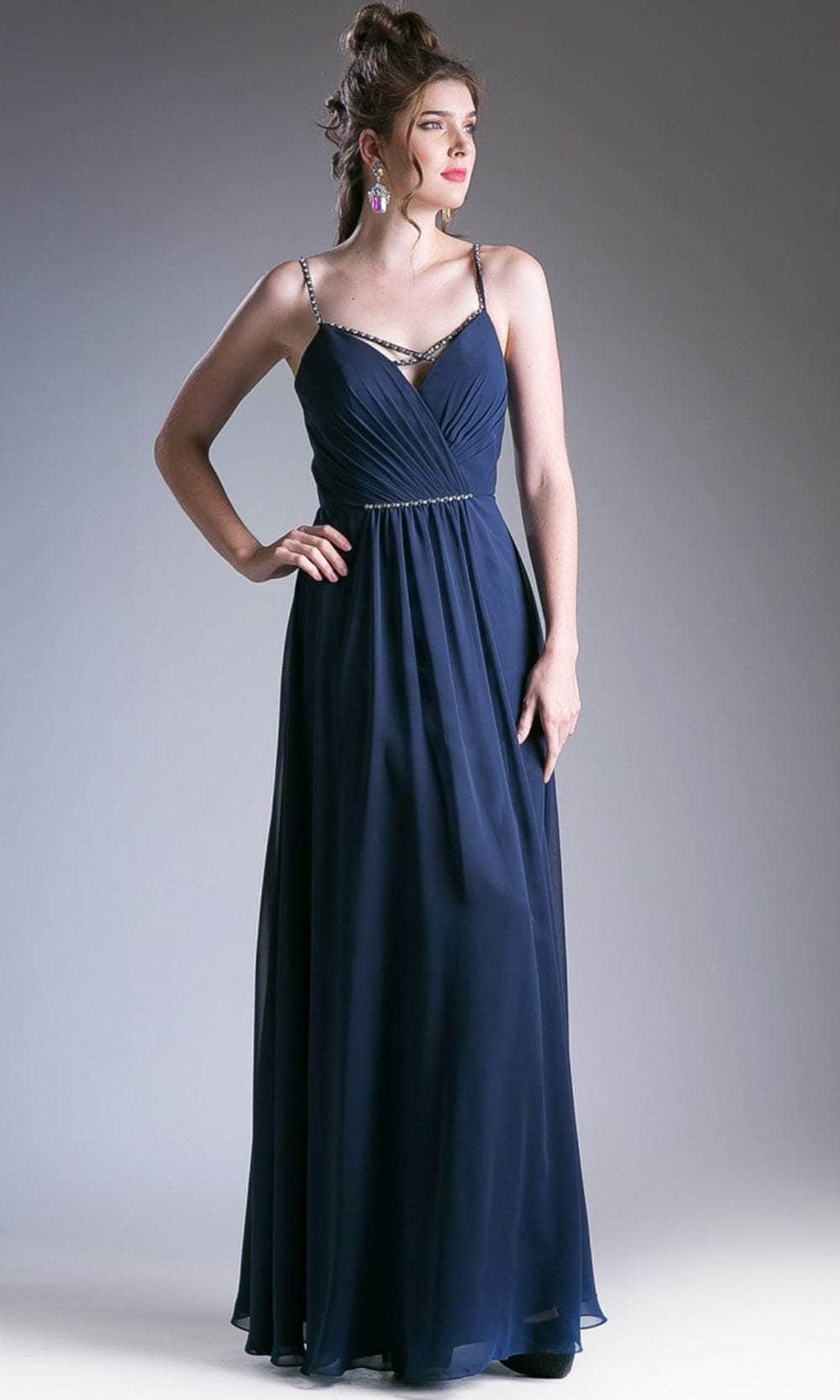 Ladivine 1010 - Crisscross Neck Chiffon Formal Dress - Prom