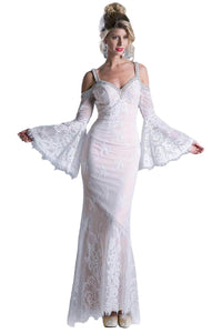 Ladivine 13112 - Sheath Gown with Lace and Bell Sleeves - Prom