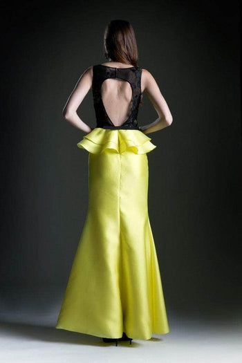 Ladivine 15088 - Laced Top Slit Mermaid Evening Gown - Prom
