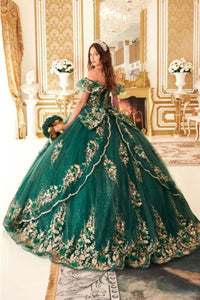 cinderella-divine-15701 Floral Corset Glitter Layered Quinceanera Ball Gown - Dress